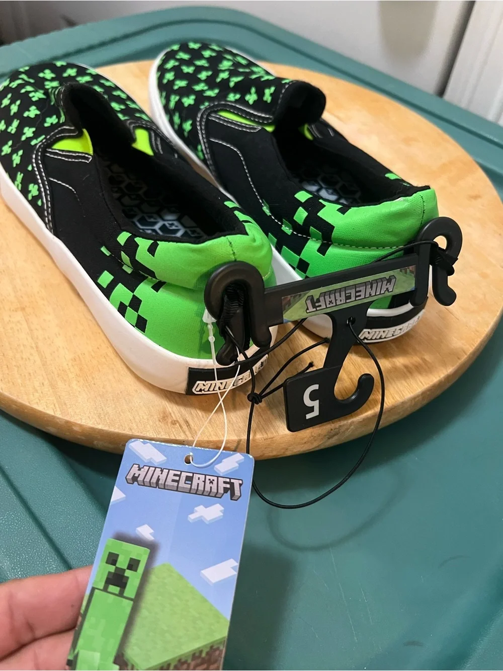 Kids Slip-On Sneakers in Black & Neon Green